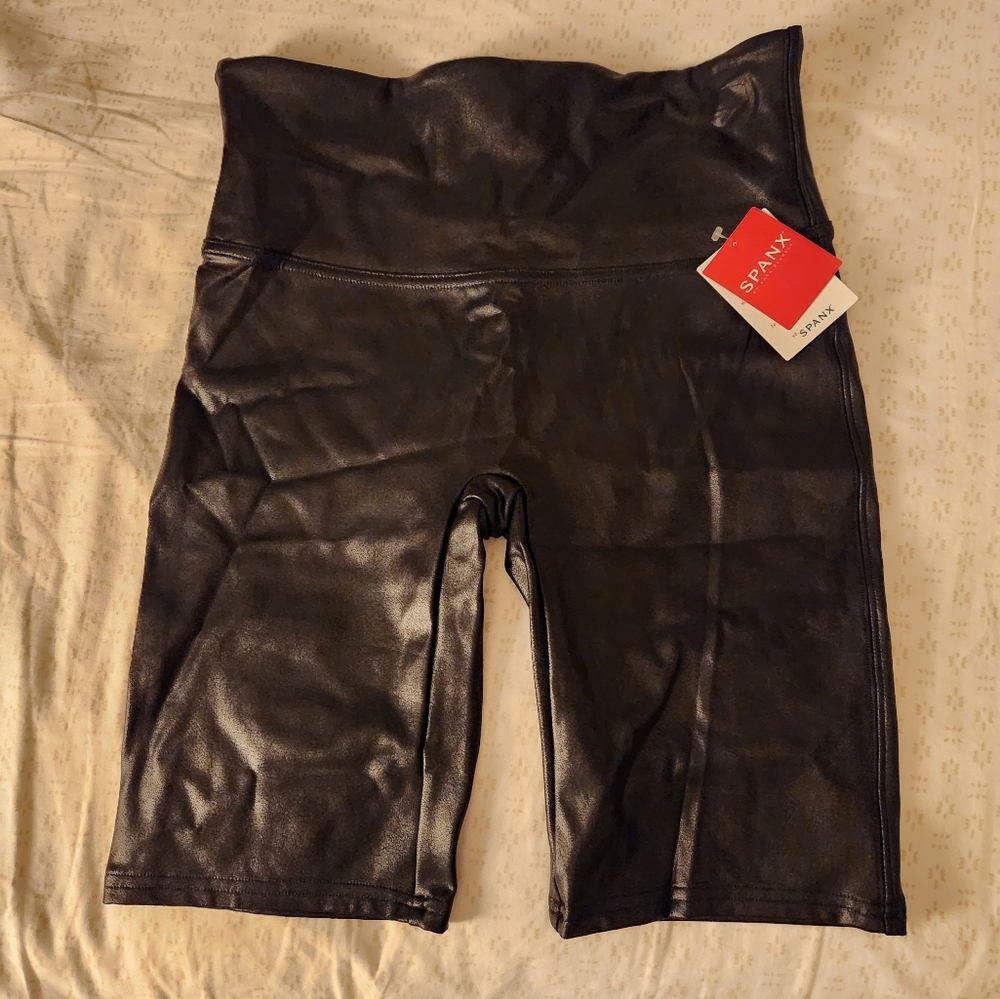 Spanx faux leather shorts